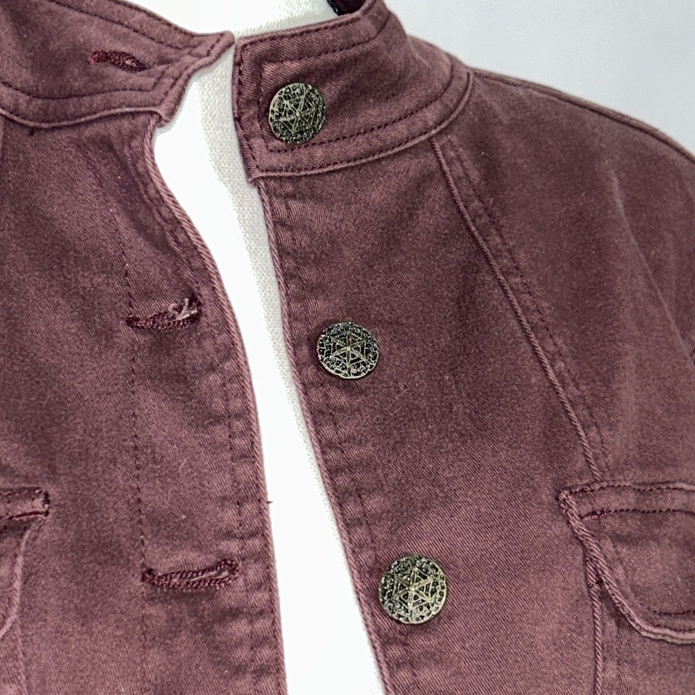 Live A Little LAL Woman's Utility Jacket Medium Petite Button Cotton Wine Color - Picture 10 of 15